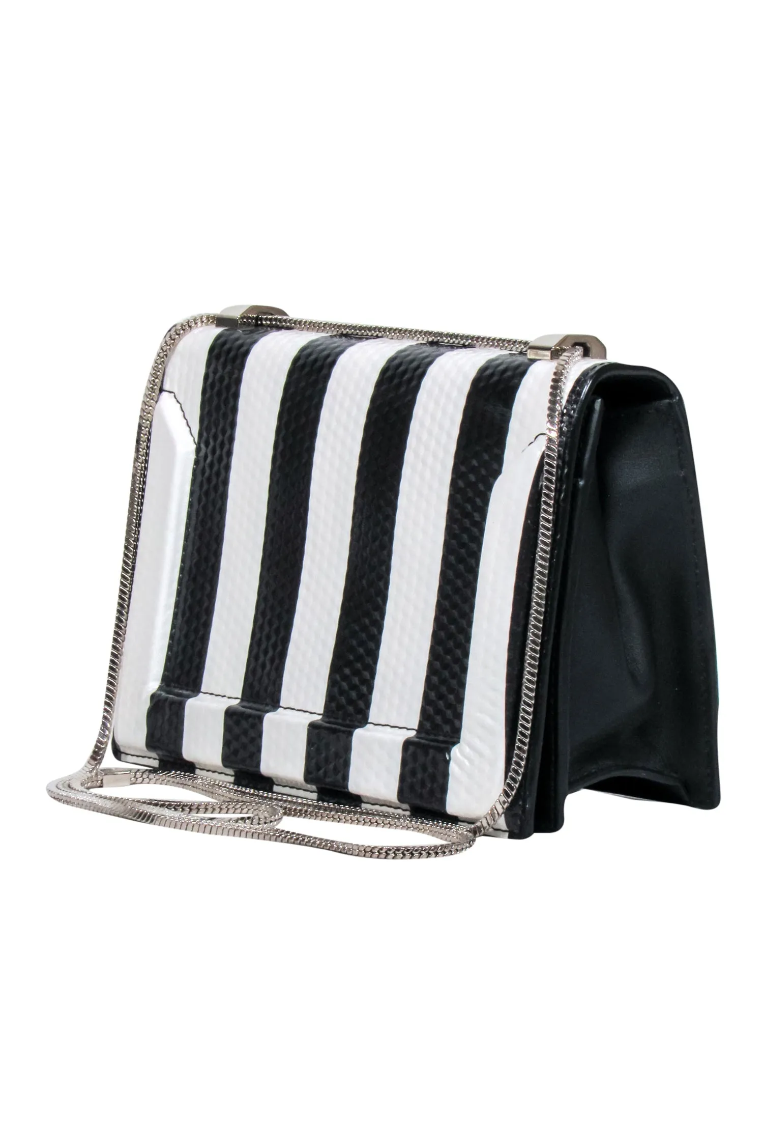 3.1 Phillip Lim - Black & White Stripe Leather “Soleil” Shoulder Bag