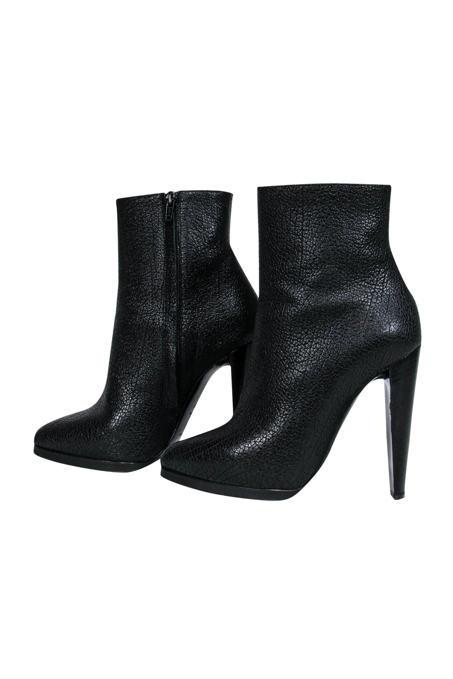 3.1 Phillip Lim - Black Pebbled Leather Stiletto Ankle Booties Sz 6