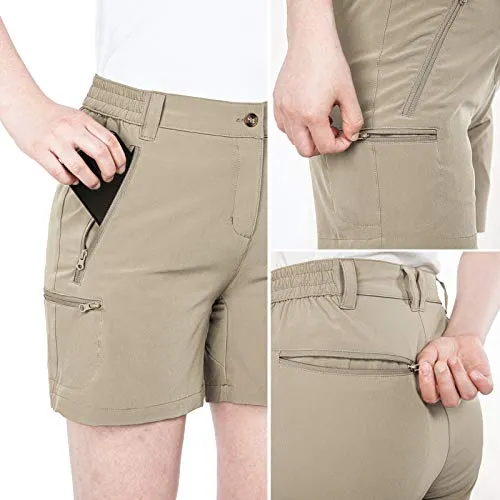 33,000ft Women's Hiking Shorts Quick Dry Cargo Shorts for Hiking, Camping, Travel Taupe