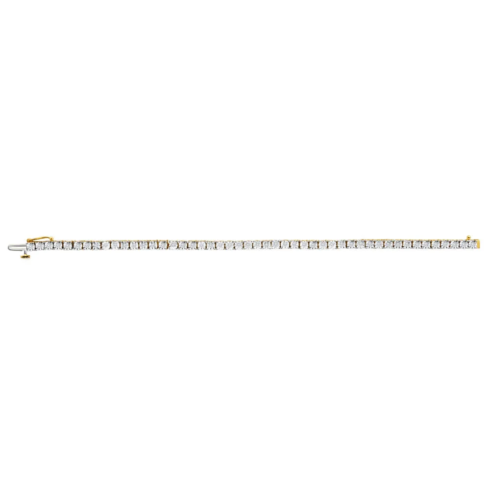 9ct Charming 1/4 Carat Yellow Gold Diamond Tennis Bracelet 18cm