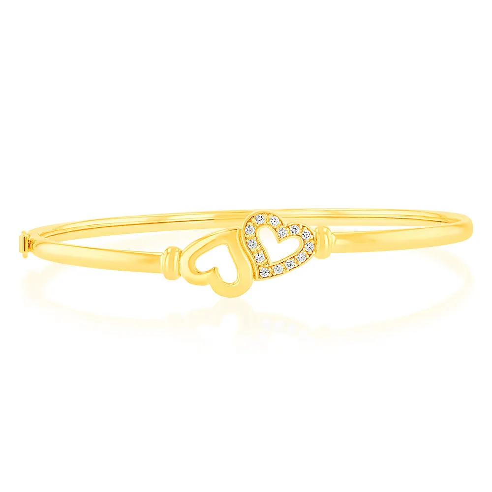 9ct Gold Silverfilled Heart Bangle