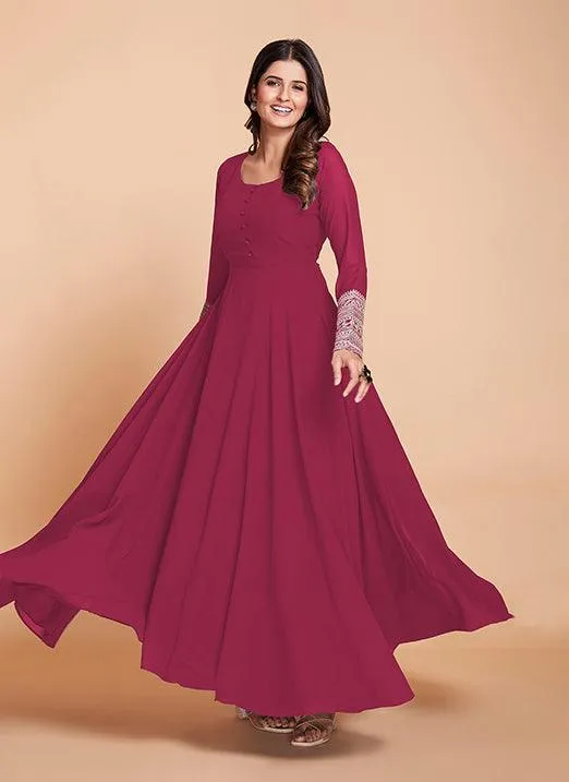 Affectionate Pink Color Georgette Festival Gown