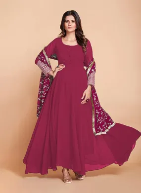 Affectionate Pink Color Georgette Festival Gown