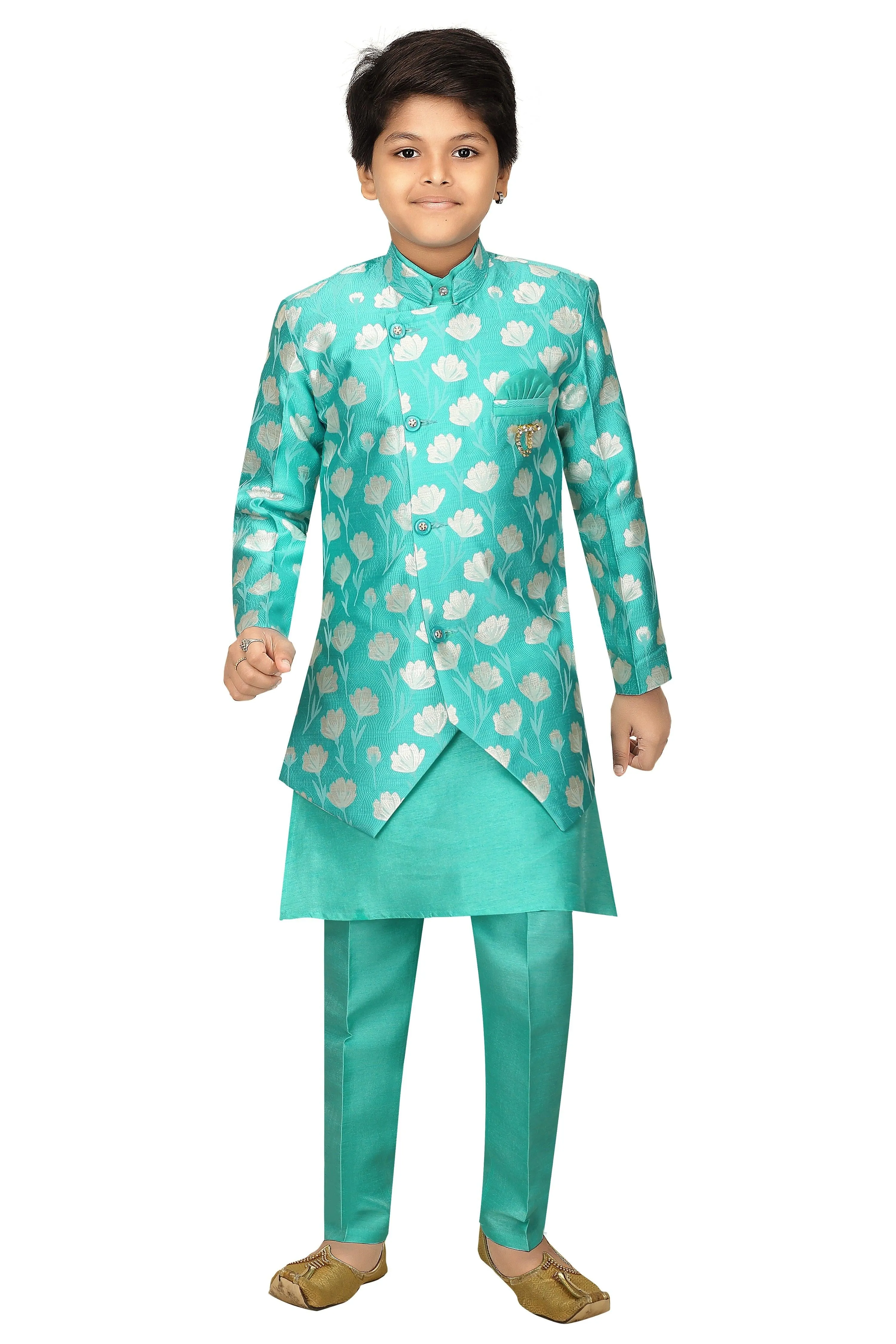 Ahhaaaa Ethnic Wear Sherwani Kurta and Pyjama Set For Boys