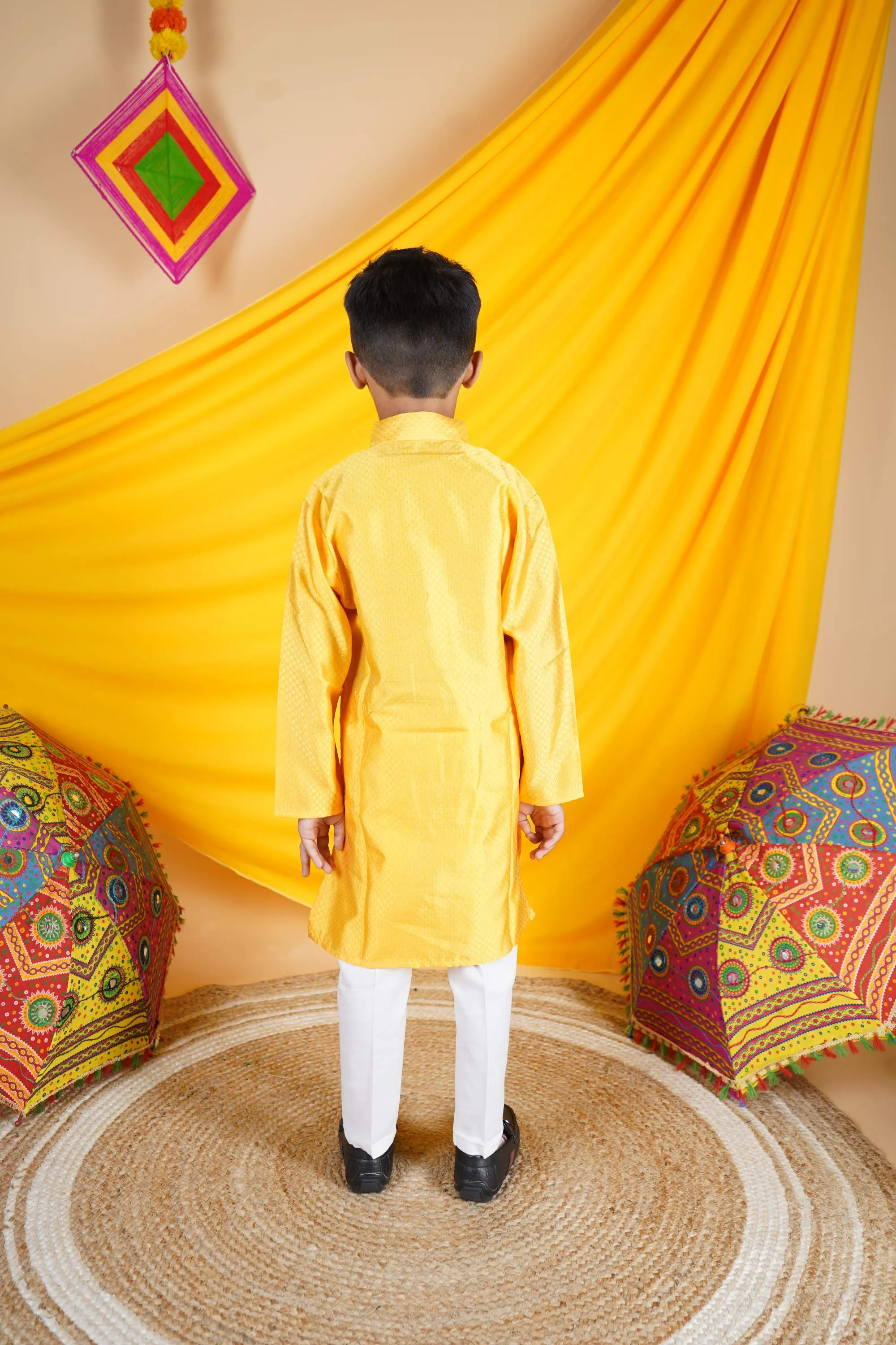 Ahhaaaa Kids Ethnic Cotton Silk Blend Boys Kurta Pyjama Set