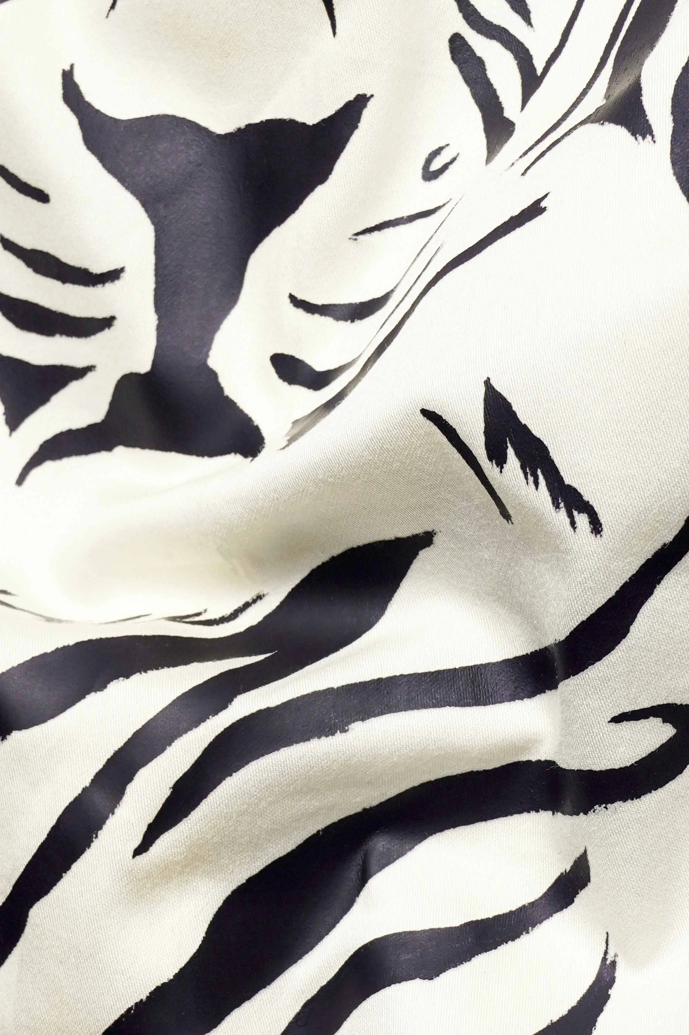 Albescent Cream and Black Tiger Hand Painted Super Soft Premium Cotton Designer Work