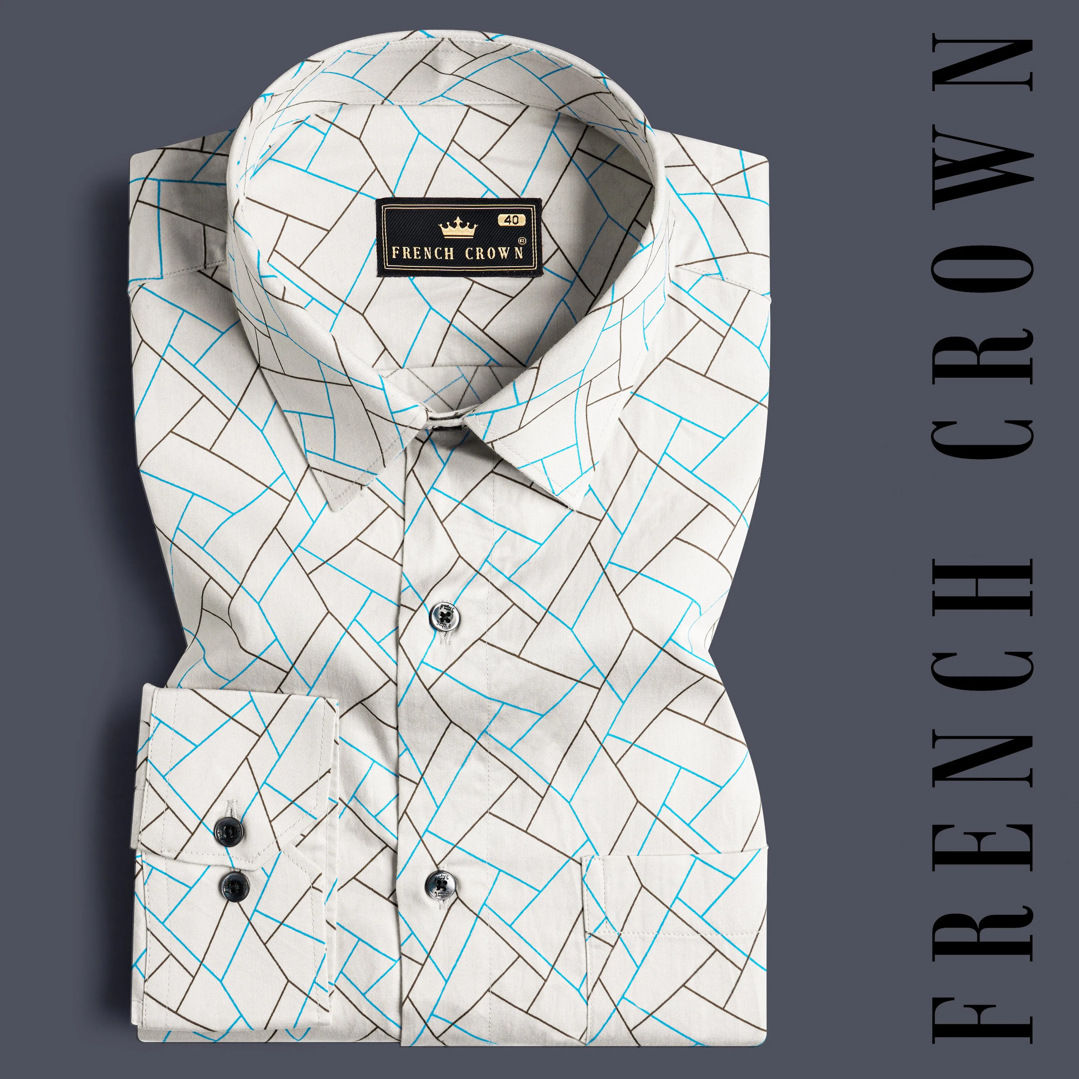 Alhambra Beige Multicolour Abstract Lines Printed Subtle Sheen Super Soft Premium Cotton Shirt