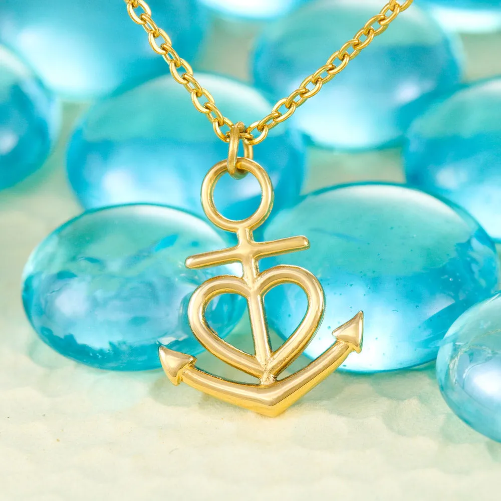 Anchor Heart Necklace With Son To Mom Adorable "I Love You" Message Card