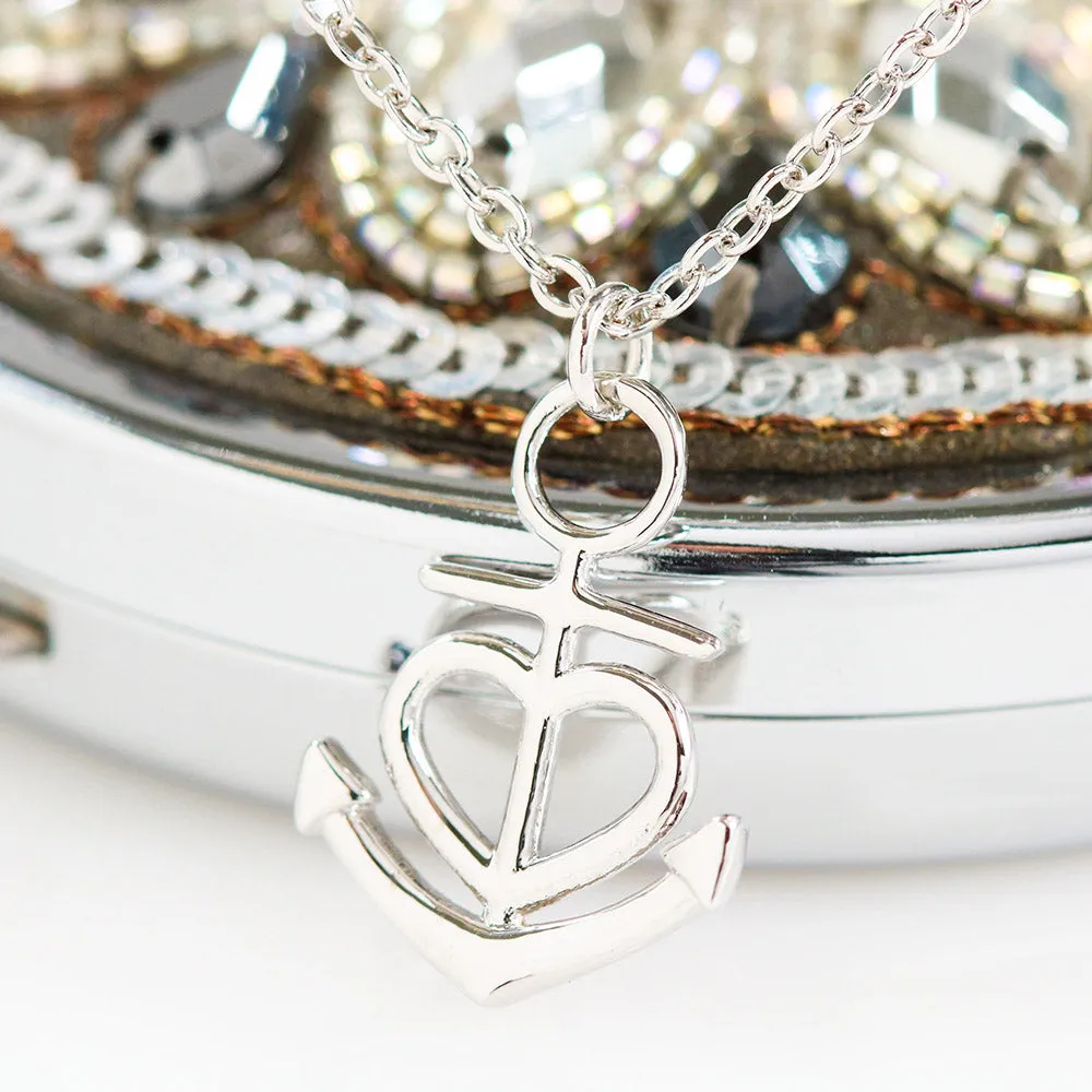 Anchor Heart Necklace With Son To Mom Adorable "I Love You" Message Card