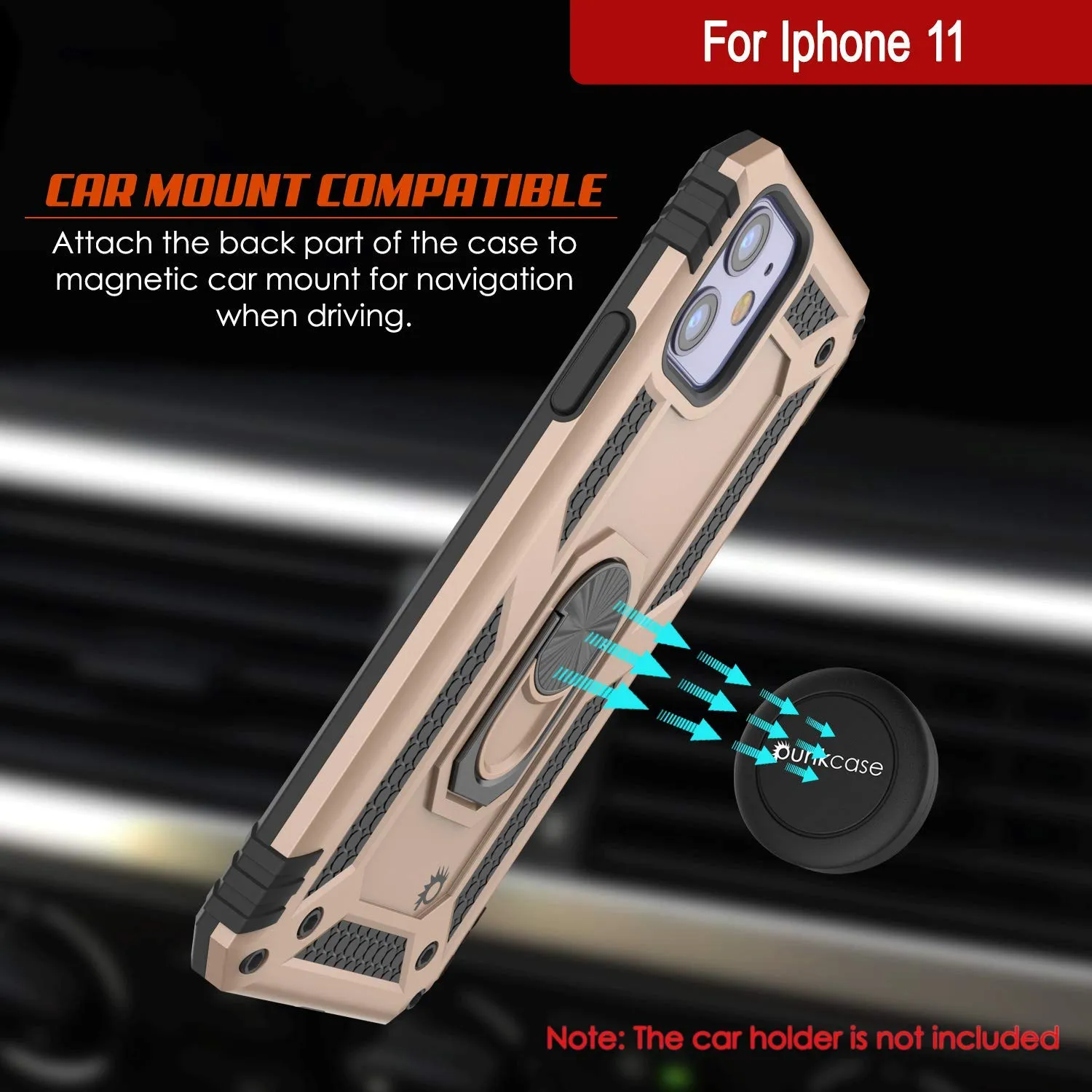 Apple iPhone 11  Punkcase ArmorShield Military Style Case Gold