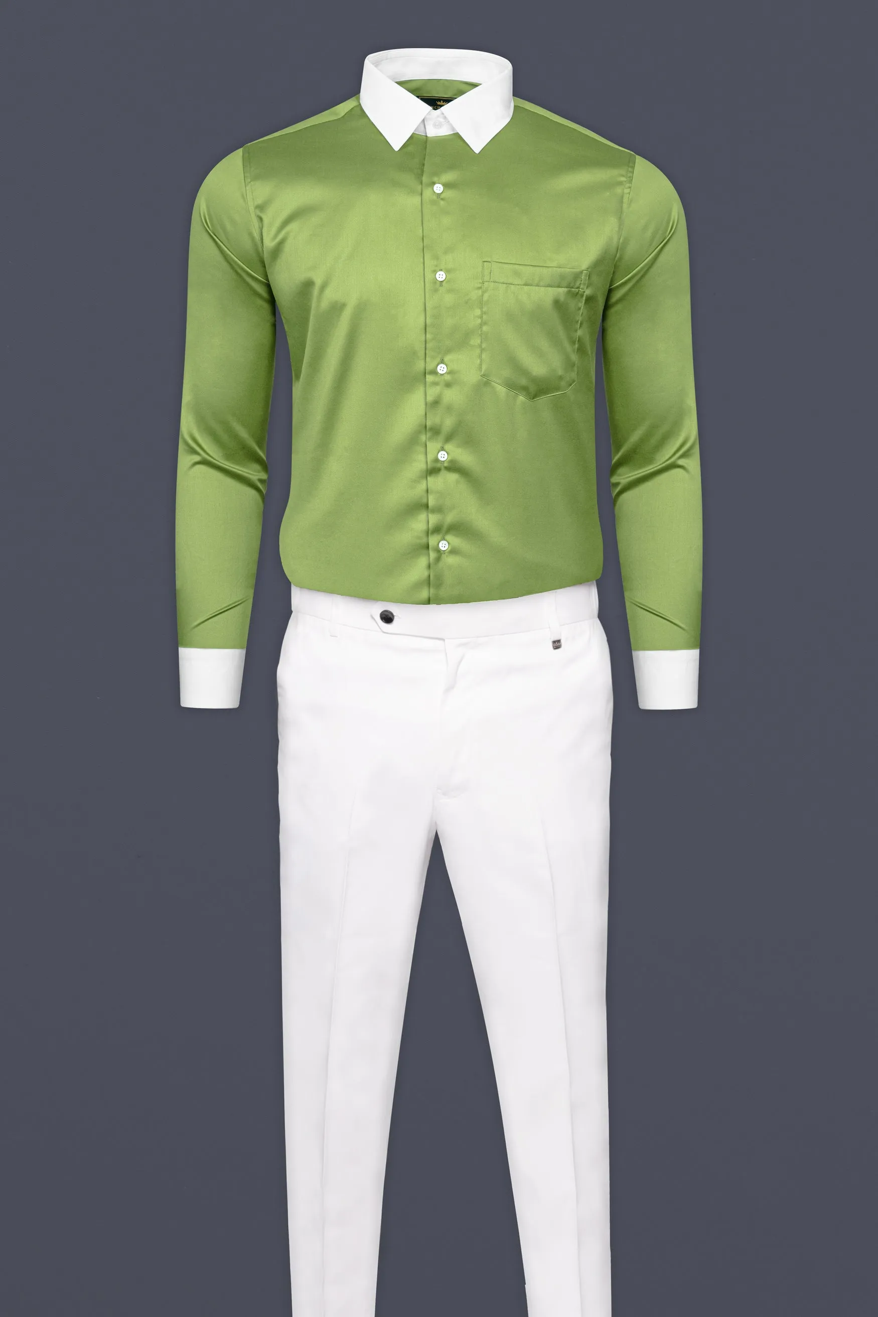 Asparagus Green Subtle Sheen Super Soft Premium Cotton Shirt