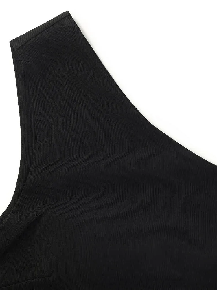 Asymmetrical One-Shoulder Top With Detachable Bra Pads