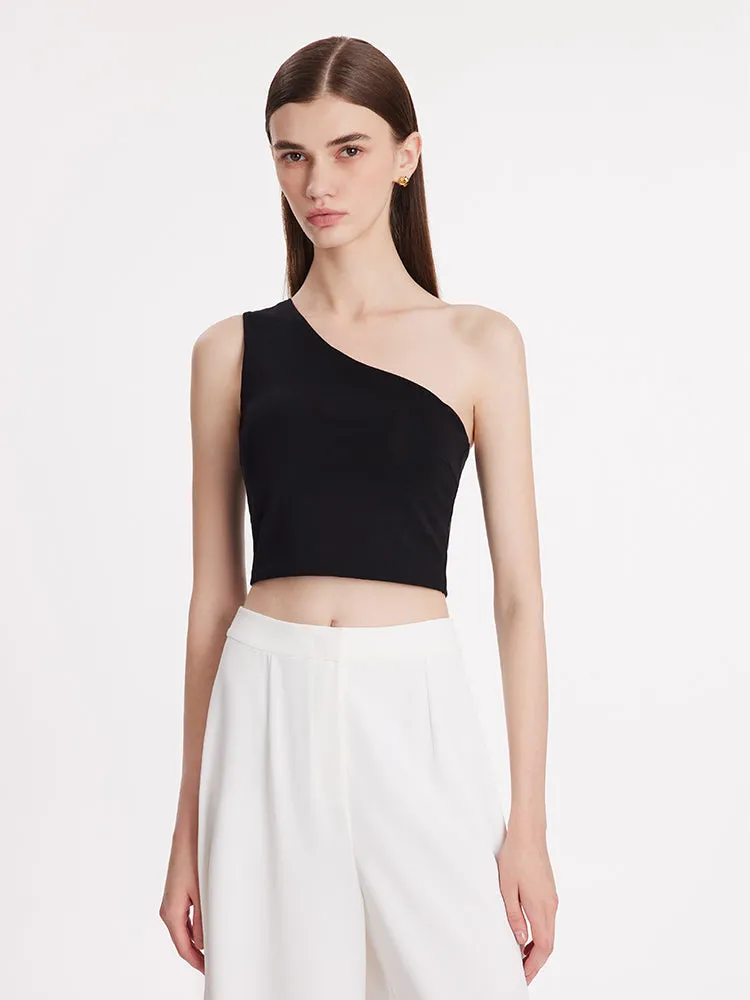 Asymmetrical One-Shoulder Top With Detachable Bra Pads