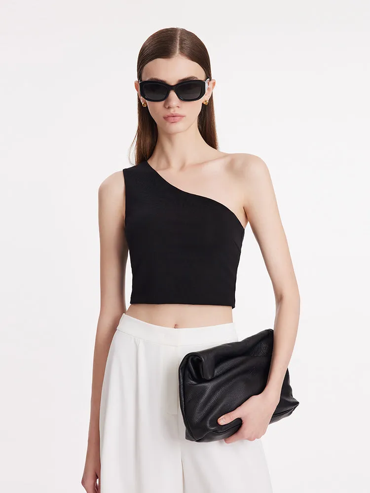 Asymmetrical One-Shoulder Top With Detachable Bra Pads