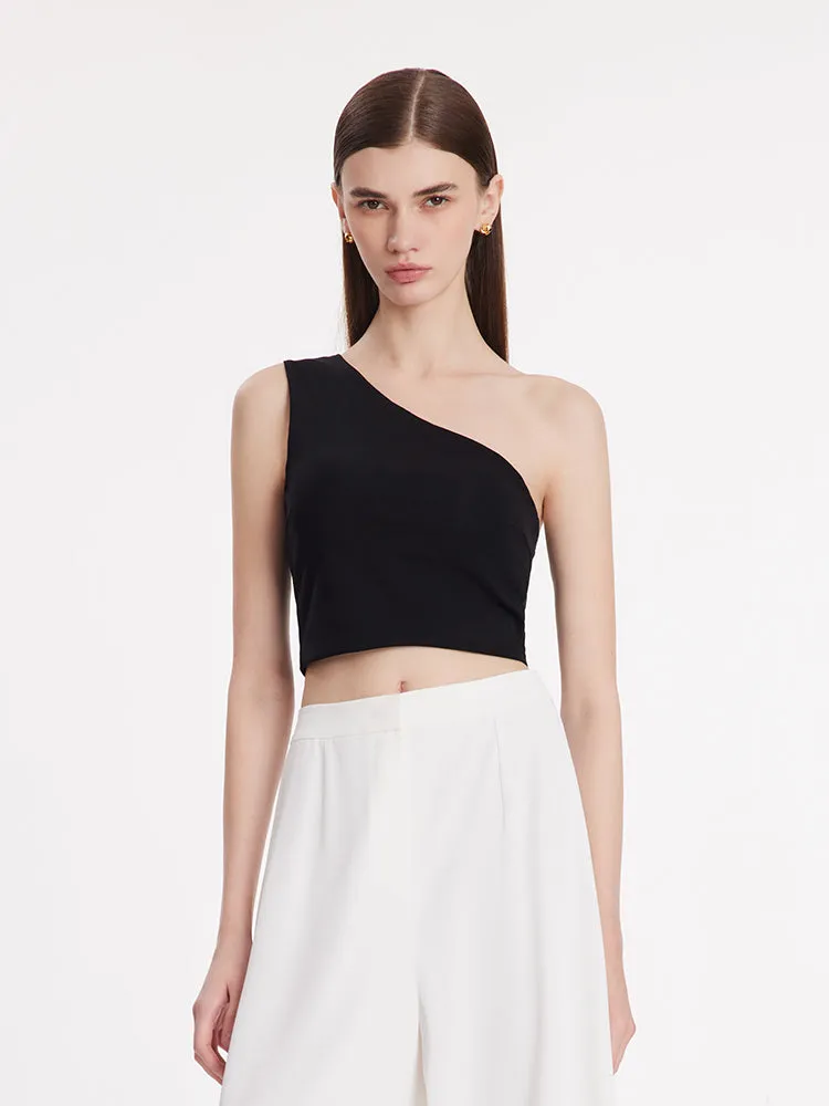 Asymmetrical One-Shoulder Top With Detachable Bra Pads