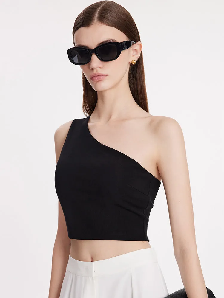 Asymmetrical One-Shoulder Top With Detachable Bra Pads