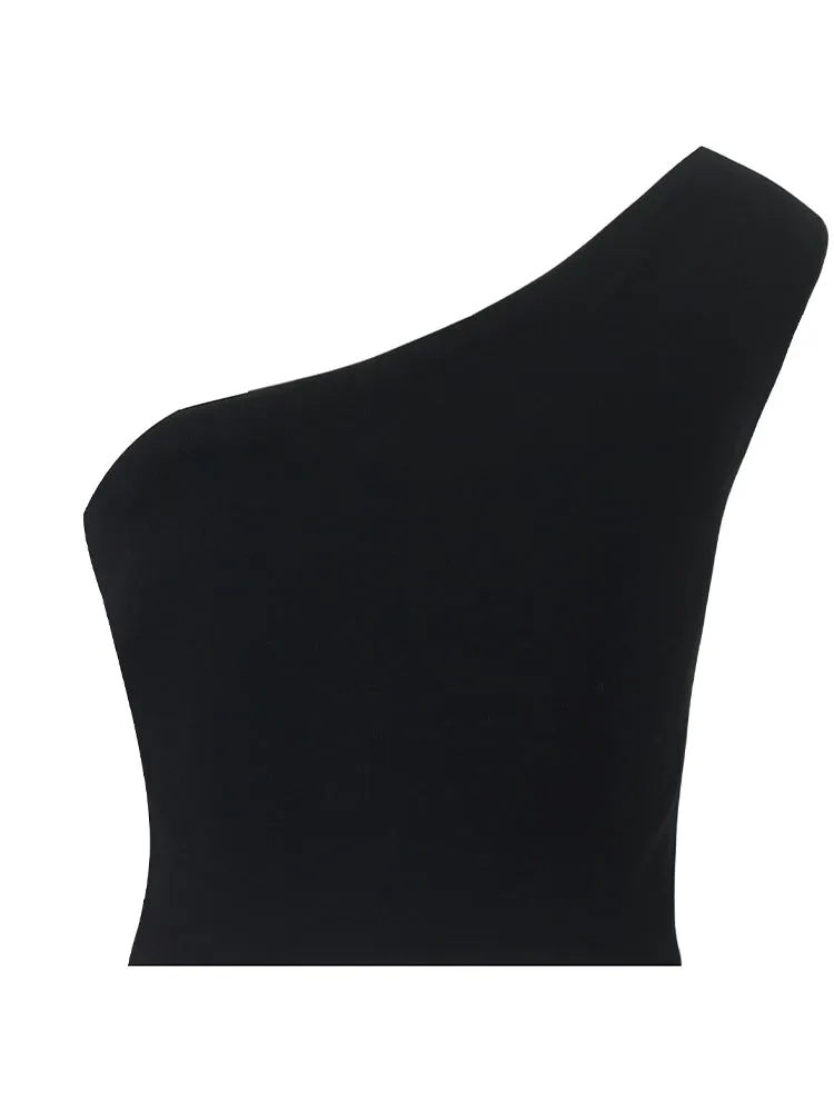 Asymmetrical One-Shoulder Top With Detachable Bra Pads