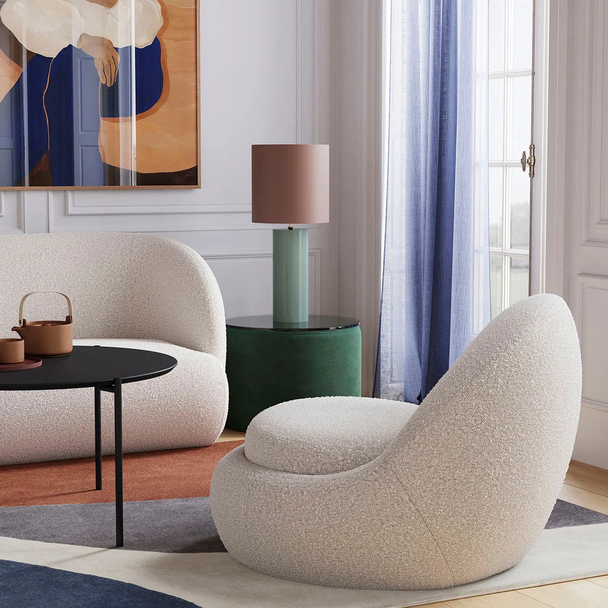 Babette Boucle Swivel Armchair