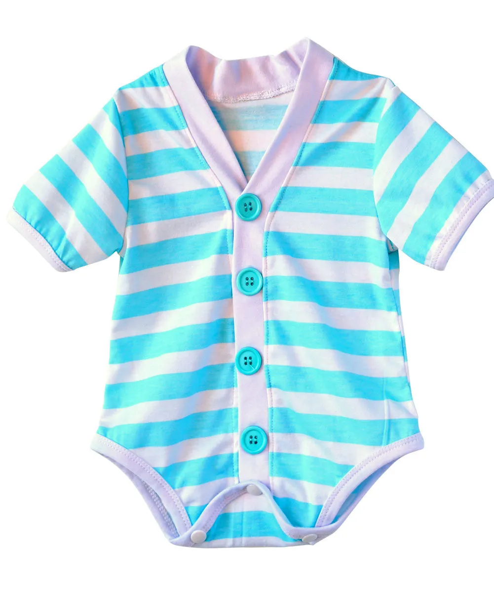 Baby Boy Cardigan Outfit with Bow Tie Aqua Blue and Grey Set