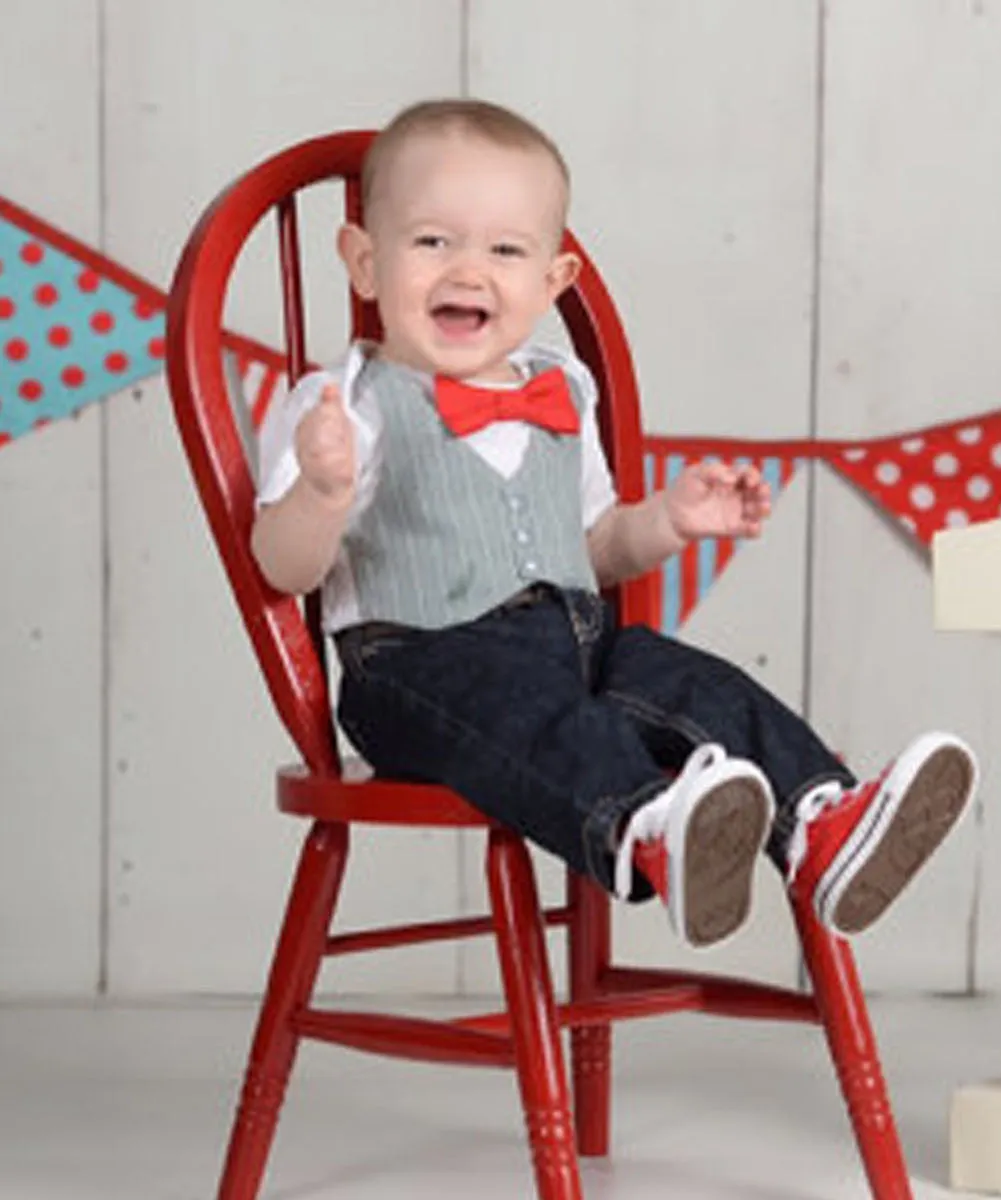 Baby Boy Clothes Light Grey Vest Suspender Bow Tie Set