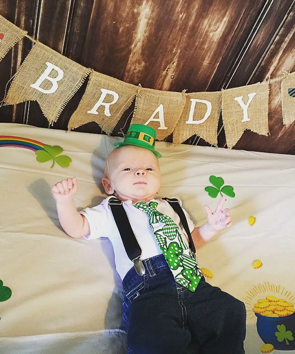 Baby Boy St. Patrick's Day Outfit with Shamrock Tie and Suspenders