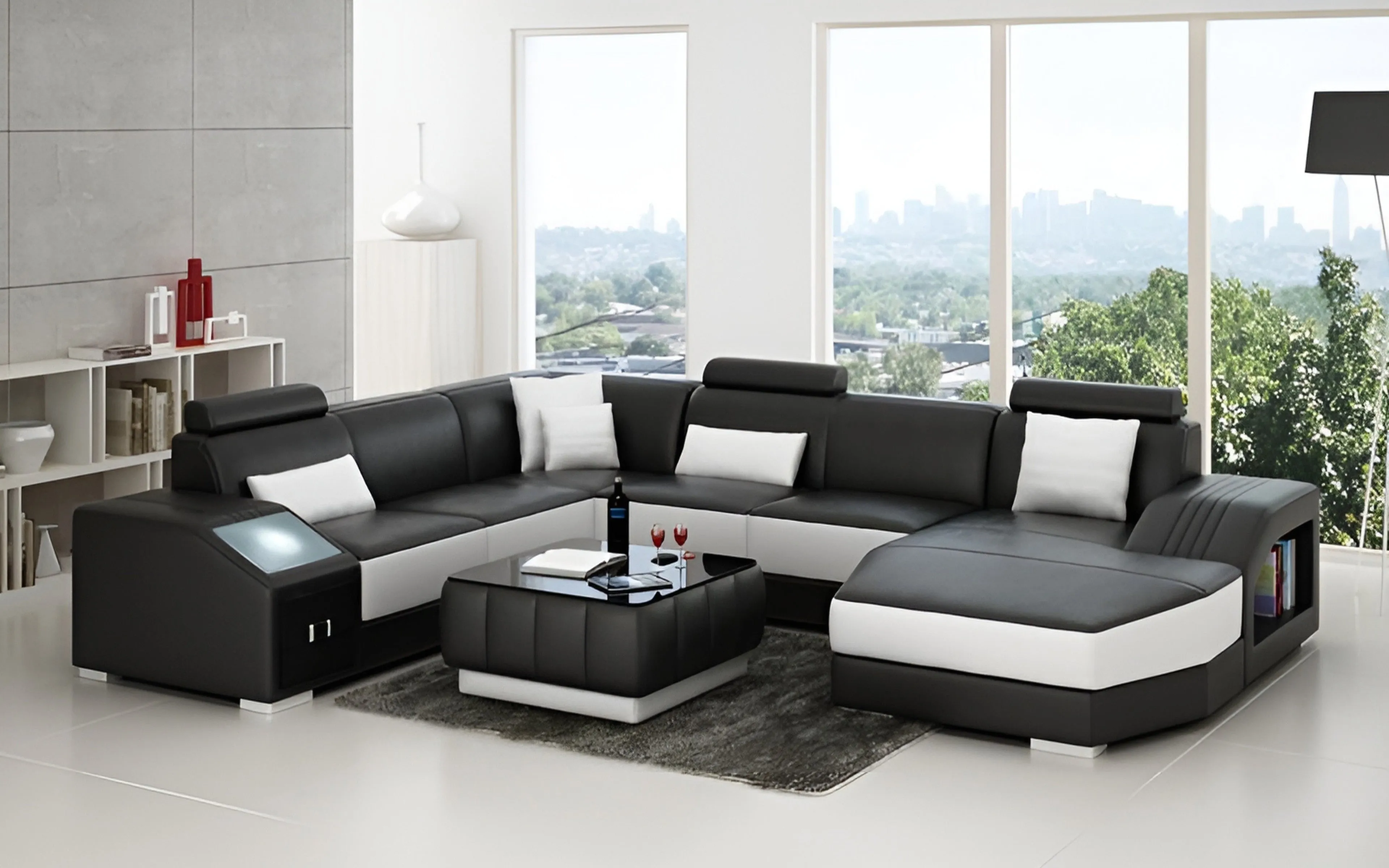 Baiae Modern U-Shape Leather Sectional