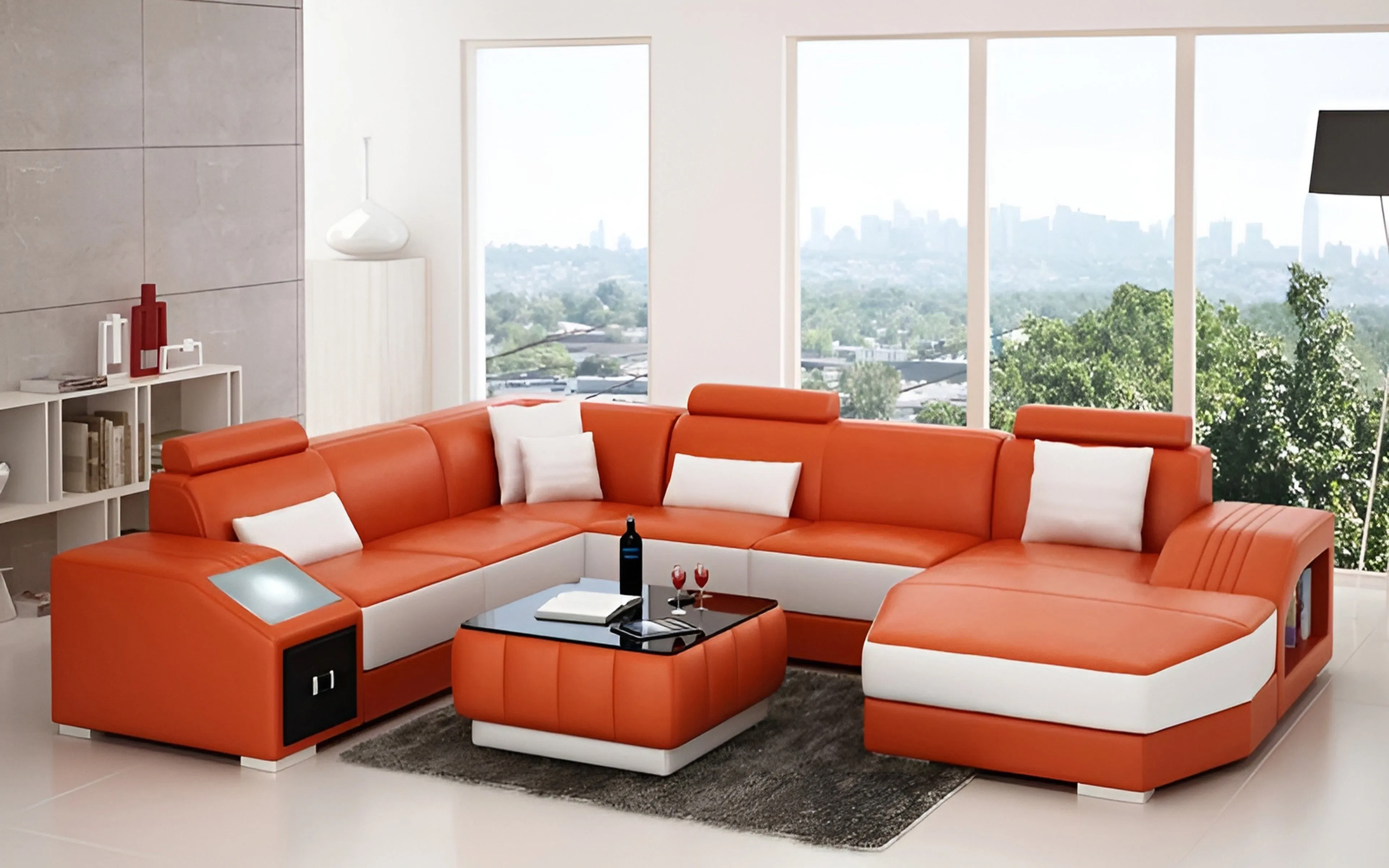 Baiae Modern U-Shape Leather Sectional