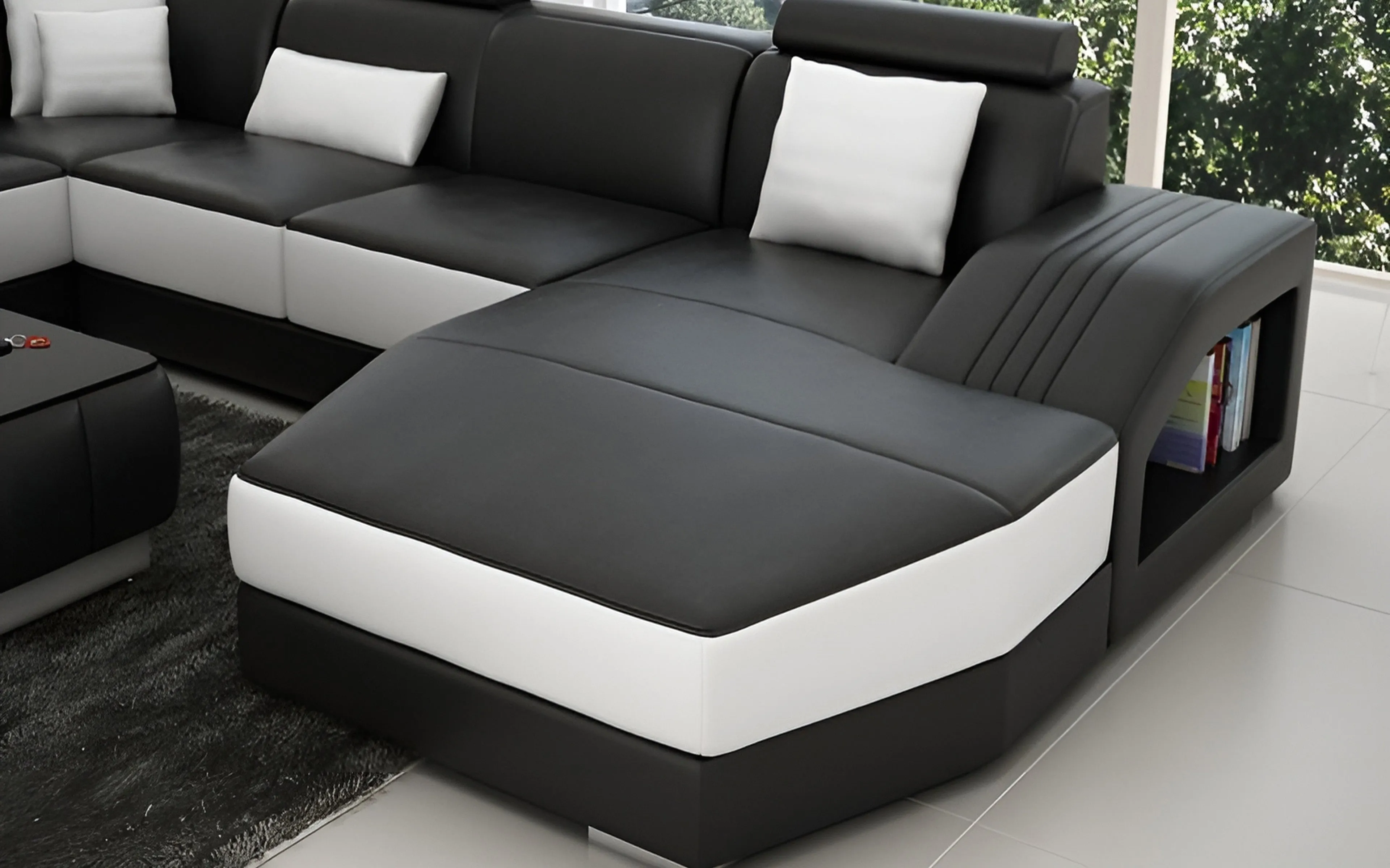 Baiae Modern U-Shape Leather Sectional