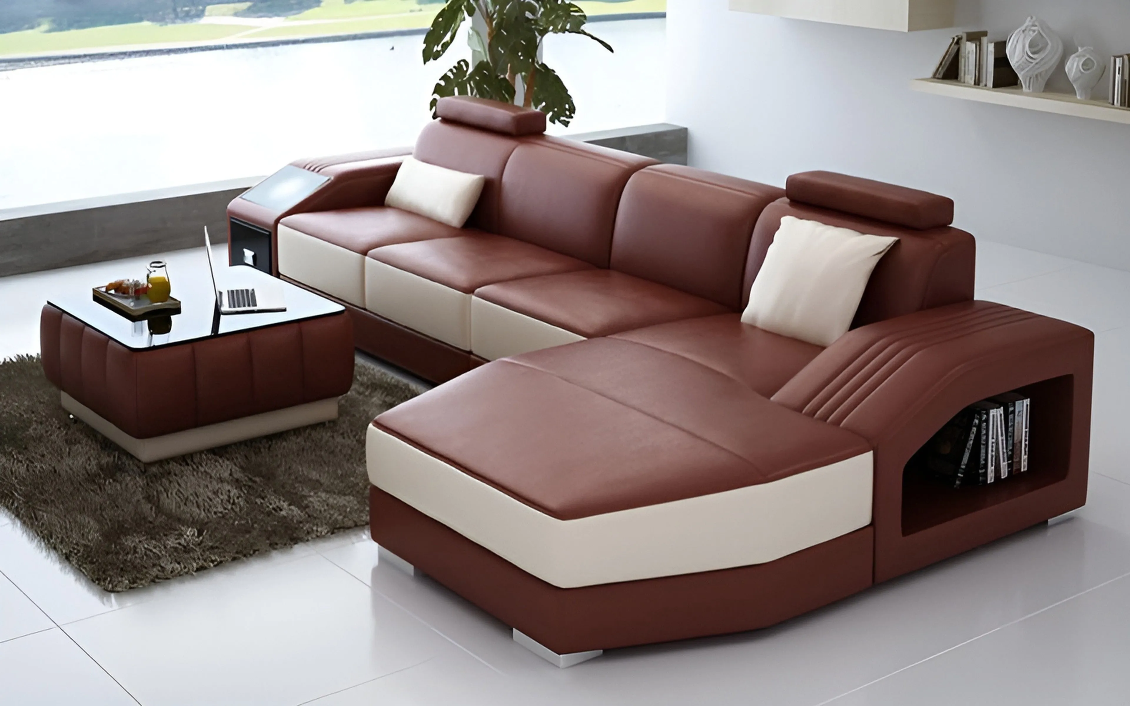 Baiae Small Modern Leather Sectional