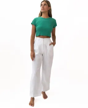 Becky Linen Pant | White