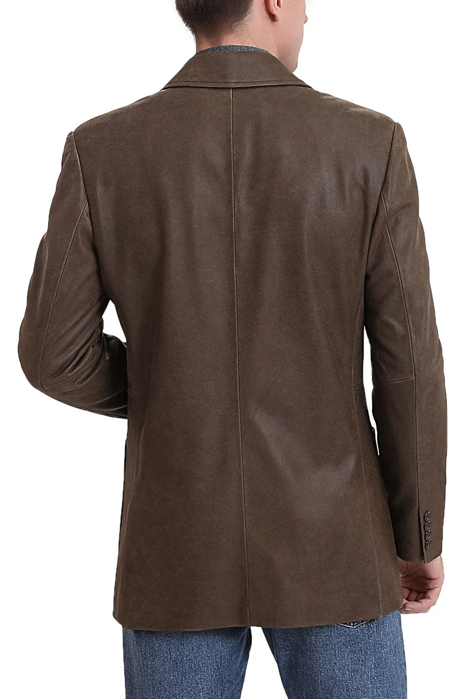 BGSD Men Luke Two-Button Distressed Cowhide Leather Blazer