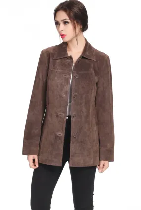 BGSD Women Anna Suede Leather Car Coat