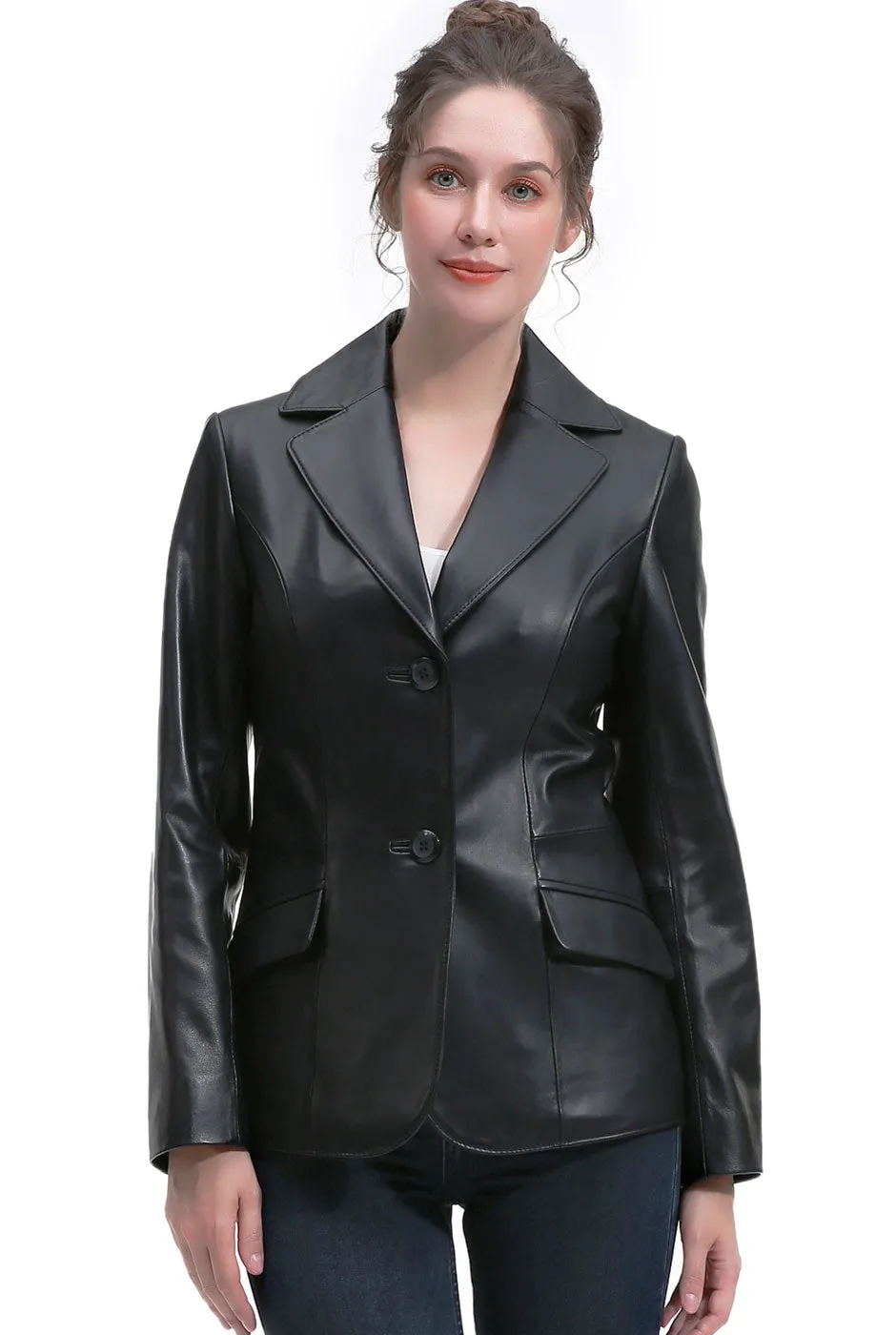 BGSD Women Ruth Lambskin Leather Blazer Jacket