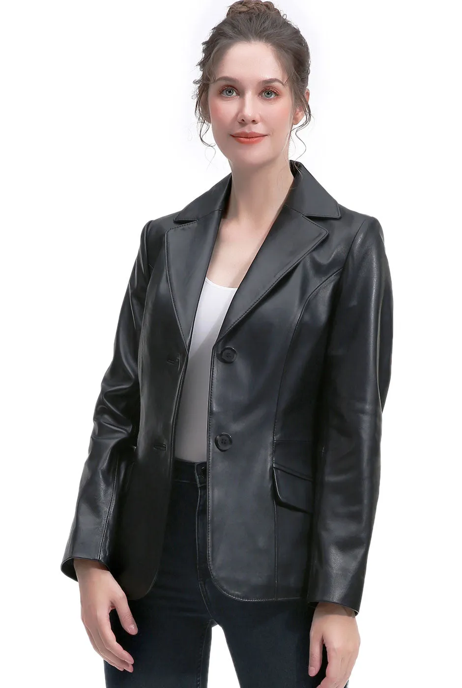 BGSD Women Ruth Lambskin Leather Blazer Jacket