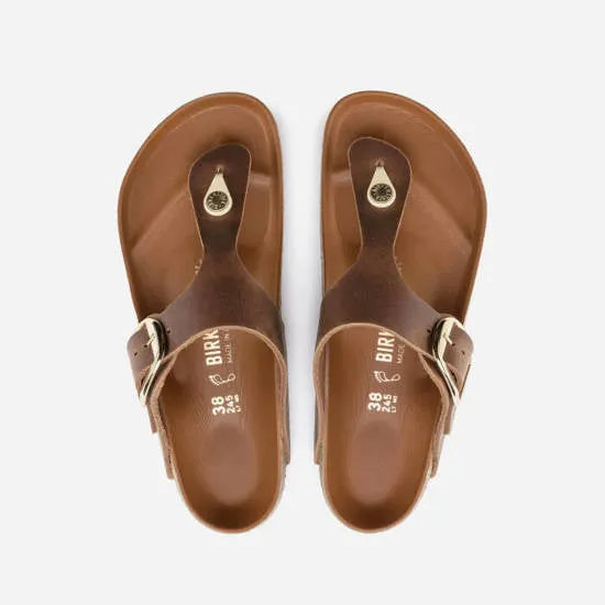 Birkenstock Women's Gizeh Big Buckle Oiled Nubuck Leather (Cognac)