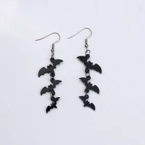 Black Bat Design Acrylic Earrings