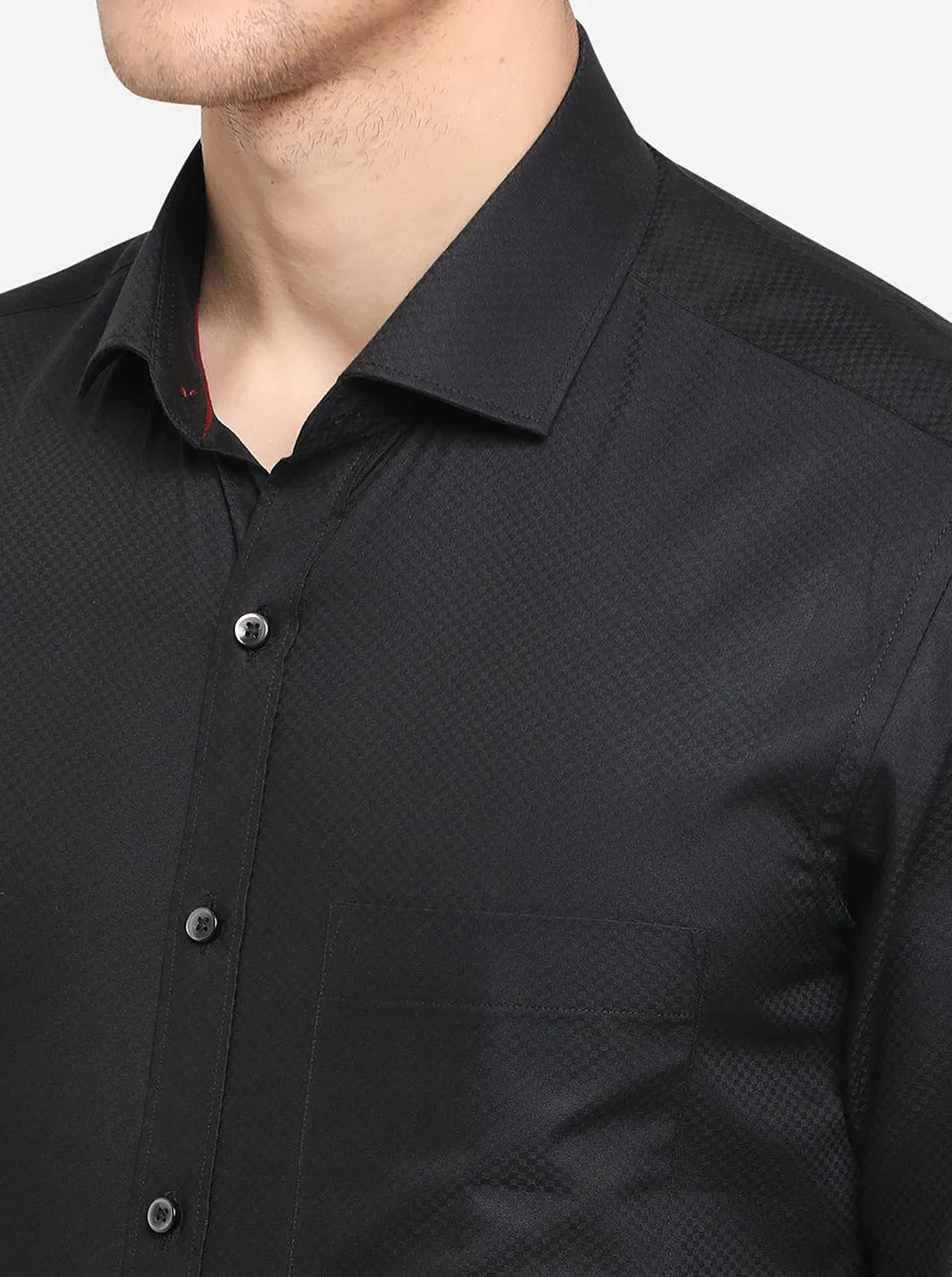 Black Dobby Slim Fit Formal Shirt | Greenfibre