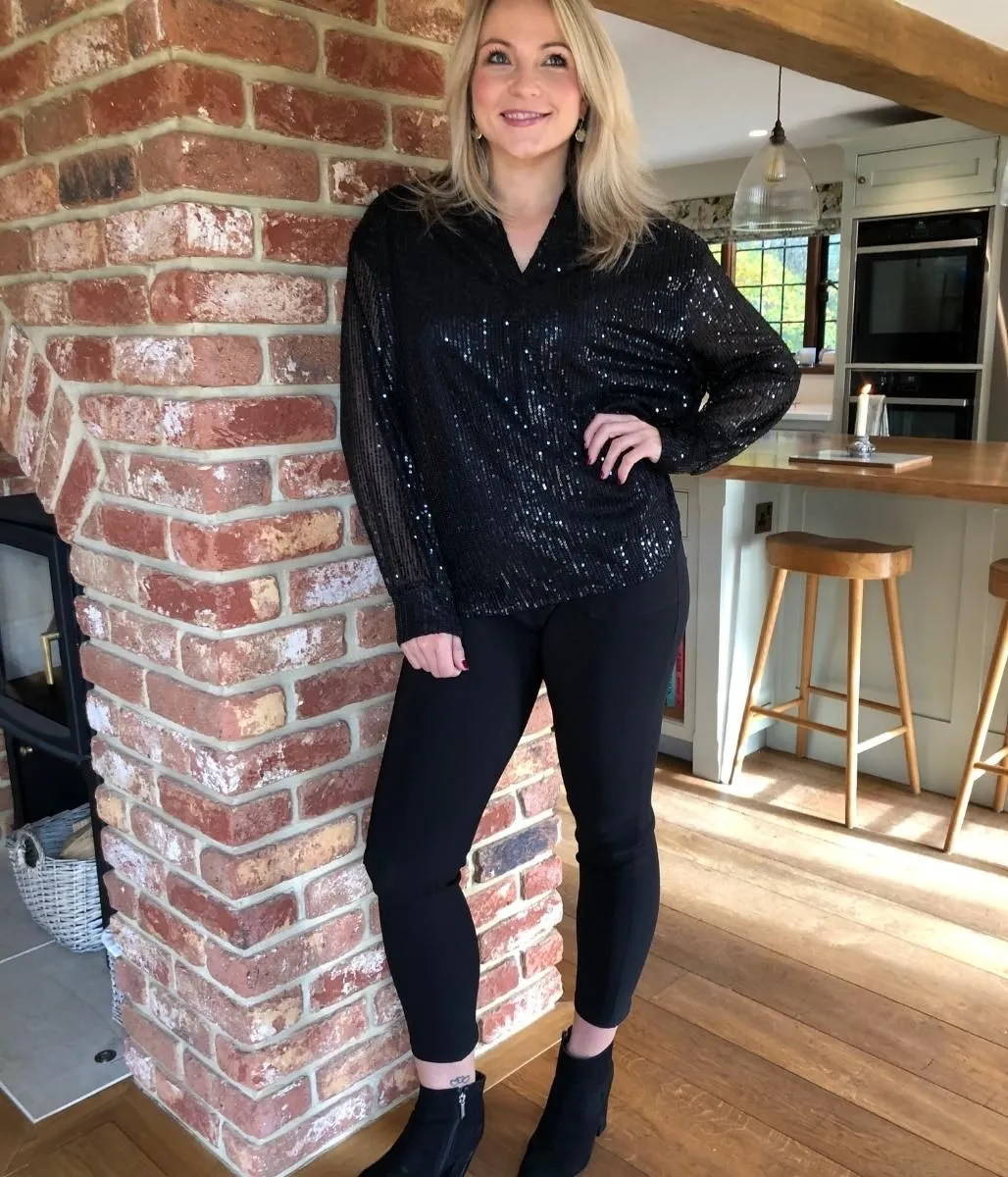 Black Sequined Sparkle Shirt