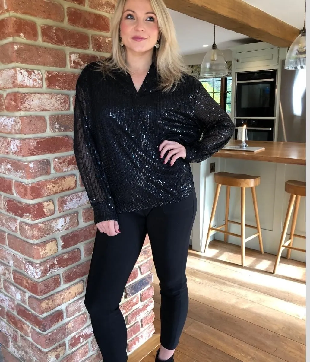 Black Sequined Sparkle Shirt