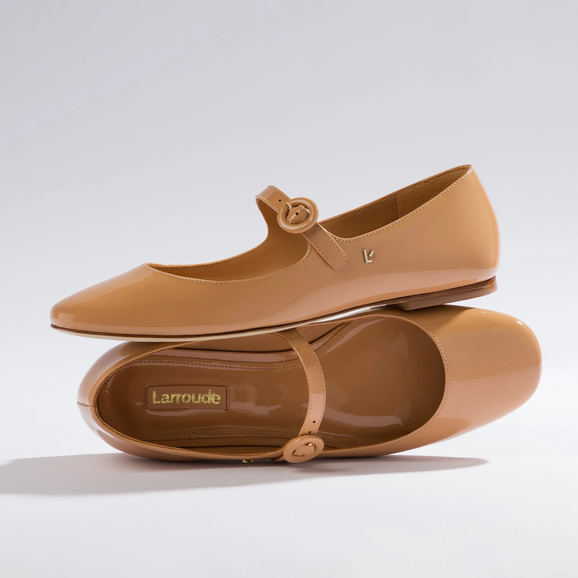 Blair Ballet Flat In Tan Patent Leather