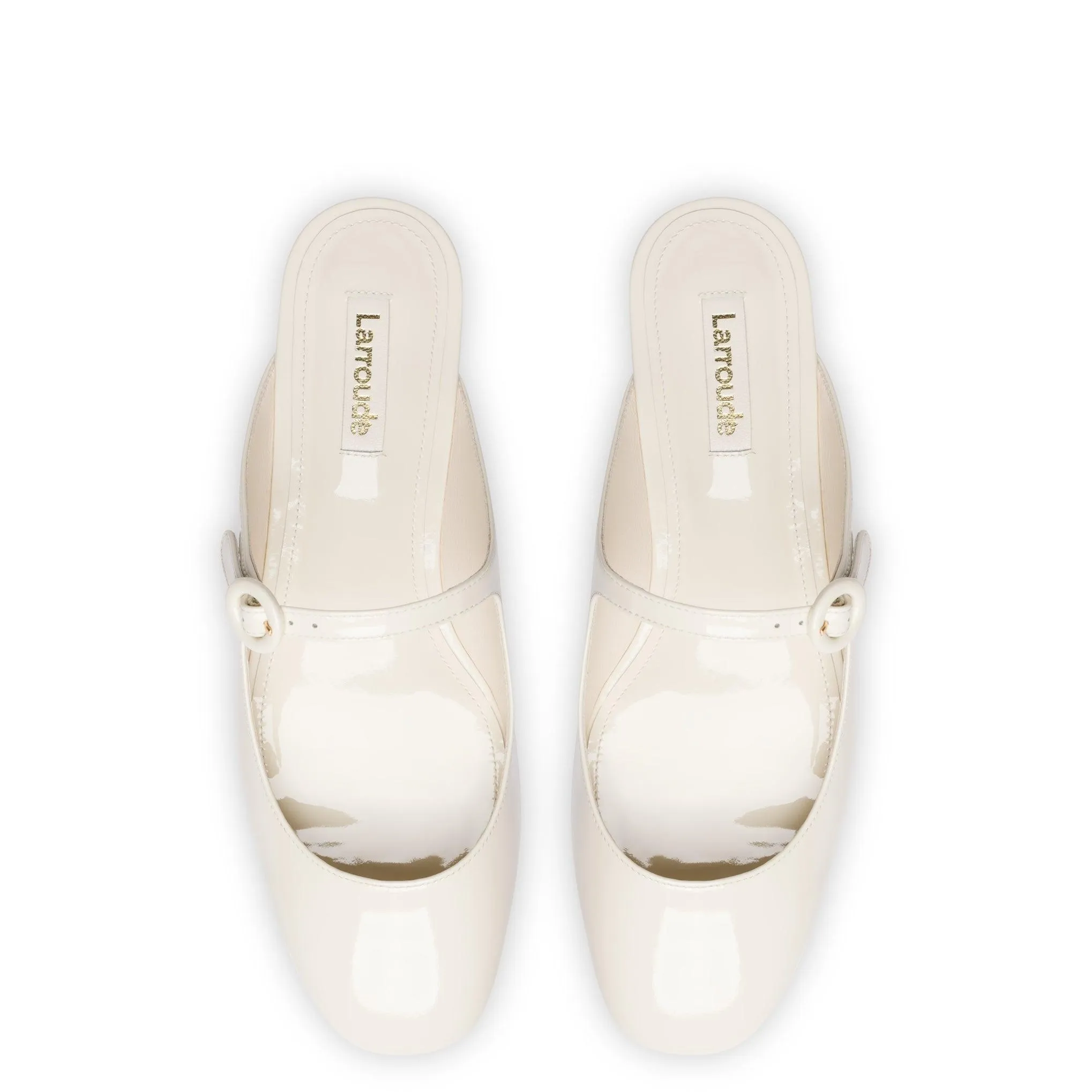 Blair Flat Mule In Ivory Patent Leather