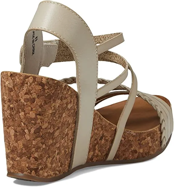 Blowfish Malibu Heidi White Sands Die Cut/Amazon Rawhide Strappy Wedge Sandals