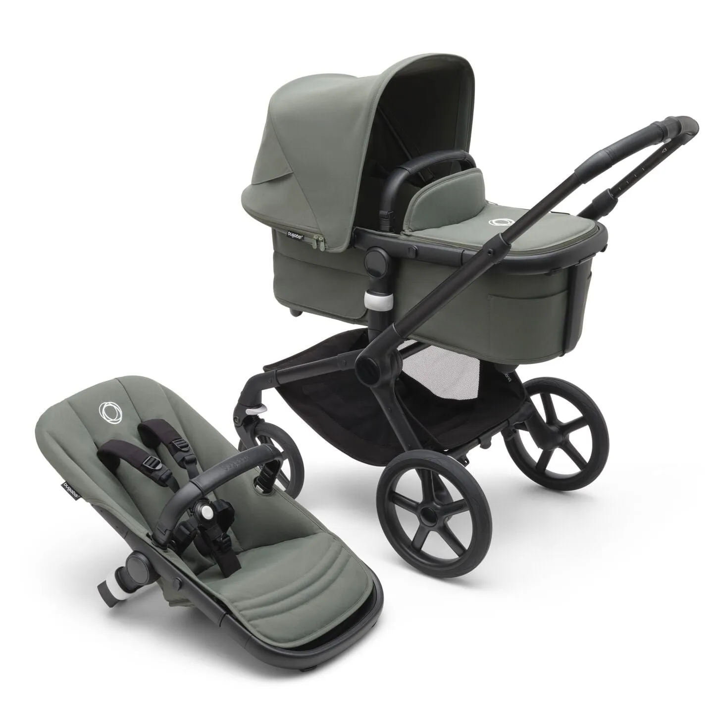 Bugaboo Fox 5, Cabriofix i-Size and Base Travel System - Black/Forest Green/Forest Green