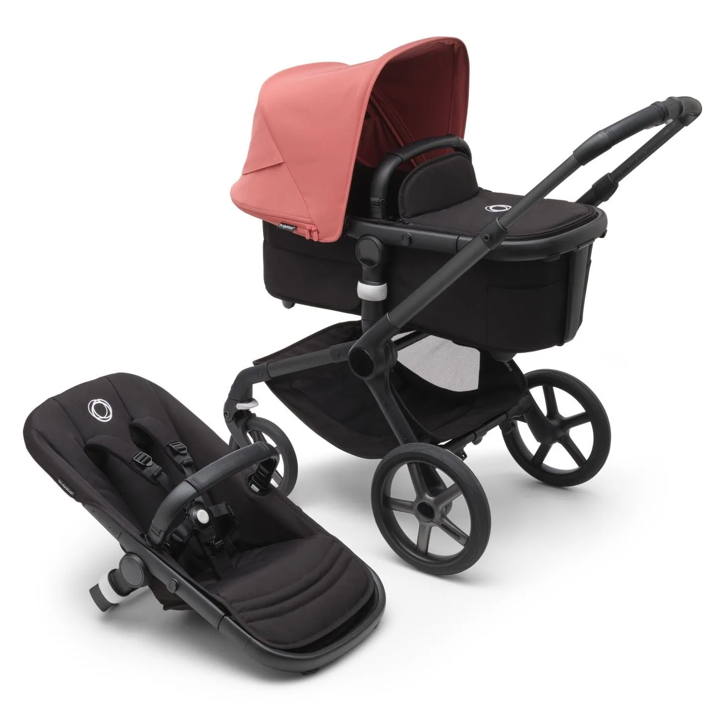 Bugaboo Fox 5, Cabriofix i-Size and Base Travel System - Black/Midnight Black/Sunrise Red