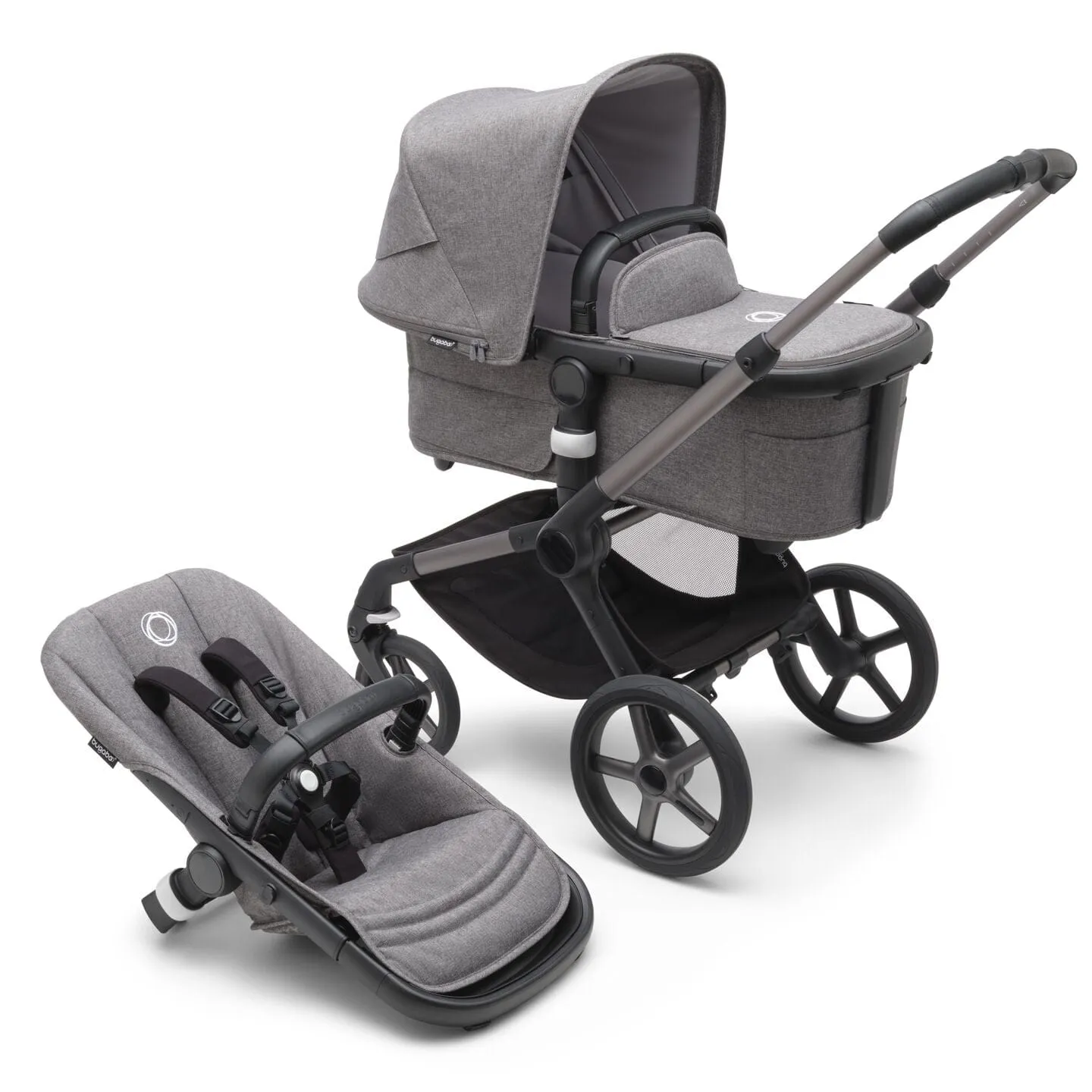 Bugaboo Fox 5, Cabriofix i-Size and Base Travel System - Graphite/Grey Melange/Grey Melange