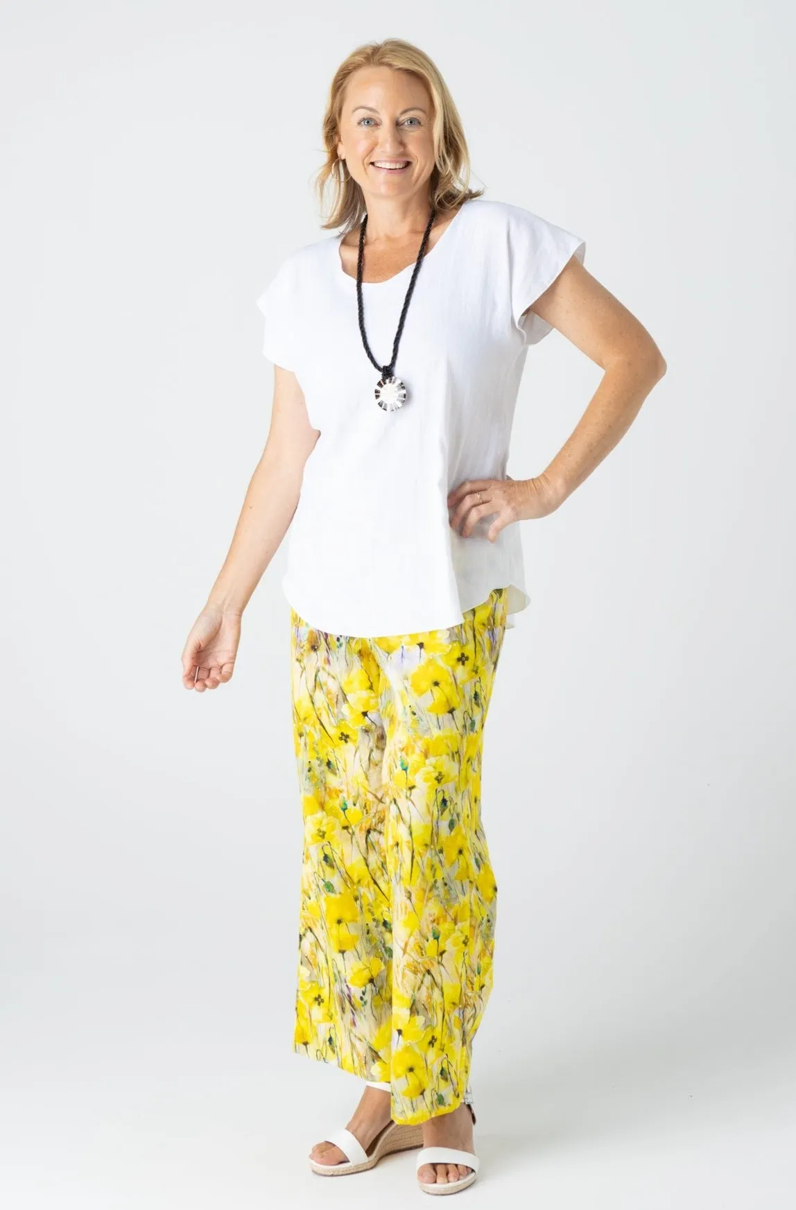 Buttercup Wide Leg Linen/Silk Palazzo Pants