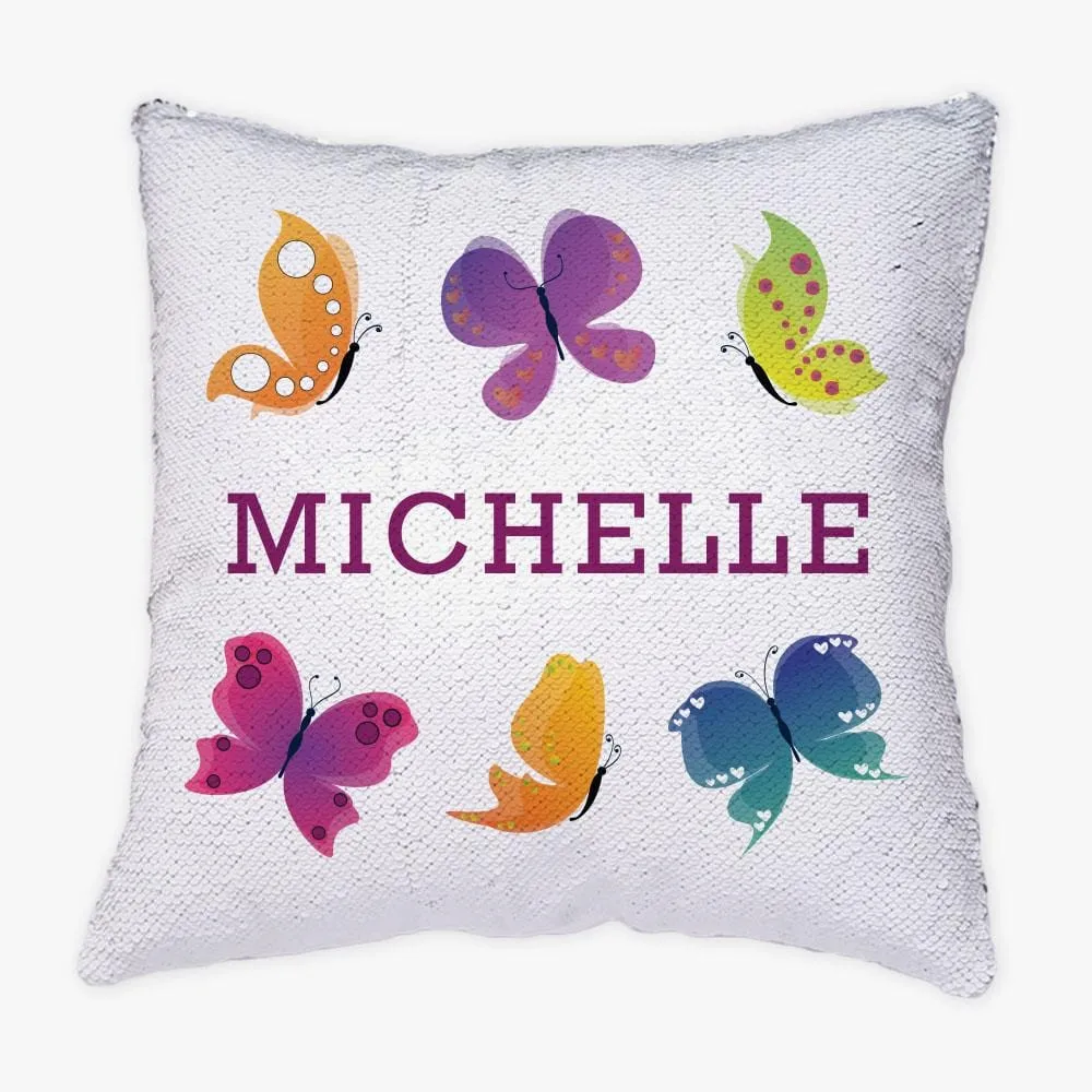 Butterfly Personalized Flip Sequin Decorative Throw Pillowcase