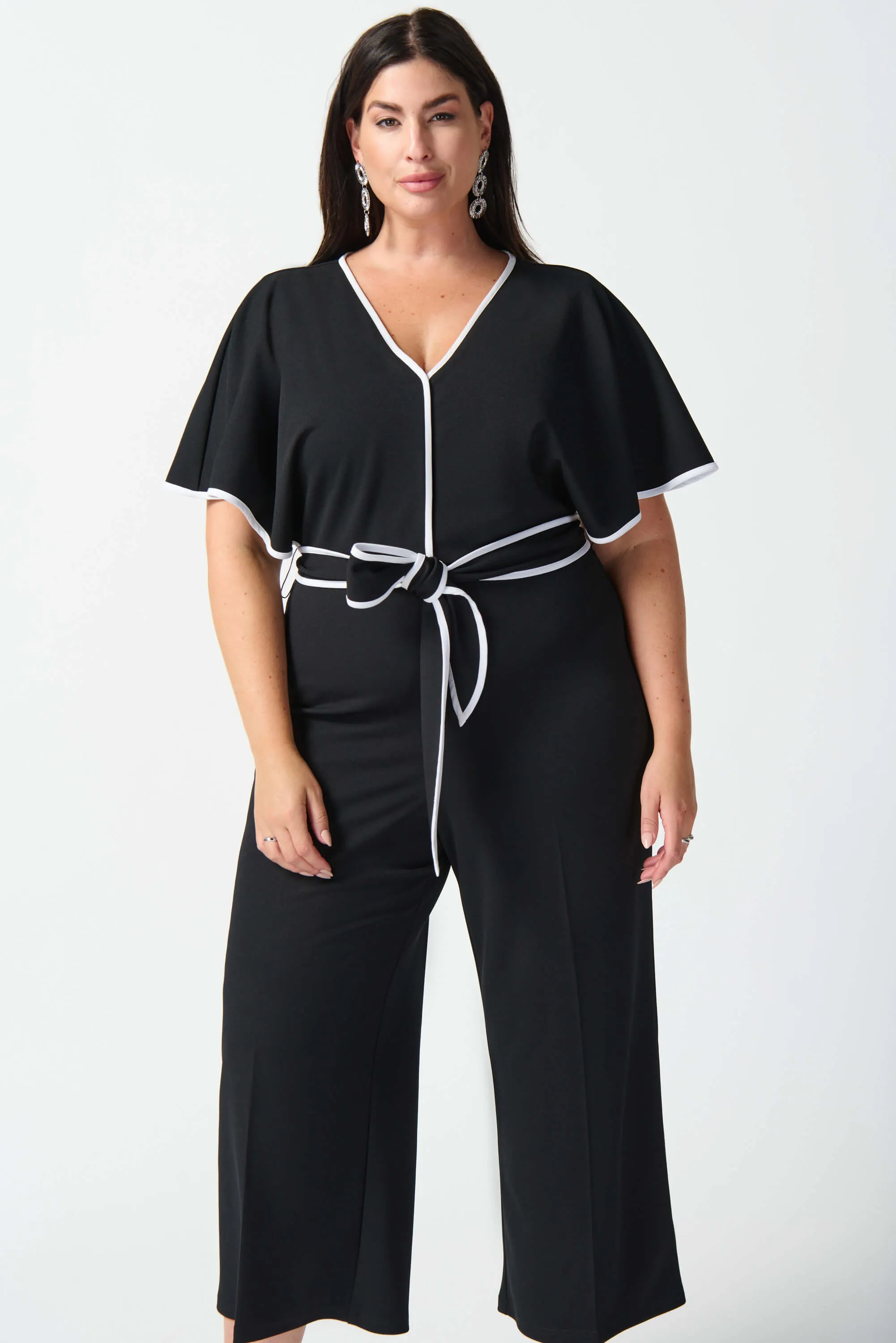 Casablanca Scuba Crepe Belted Jumpsuit - Black/Vanilla 242082