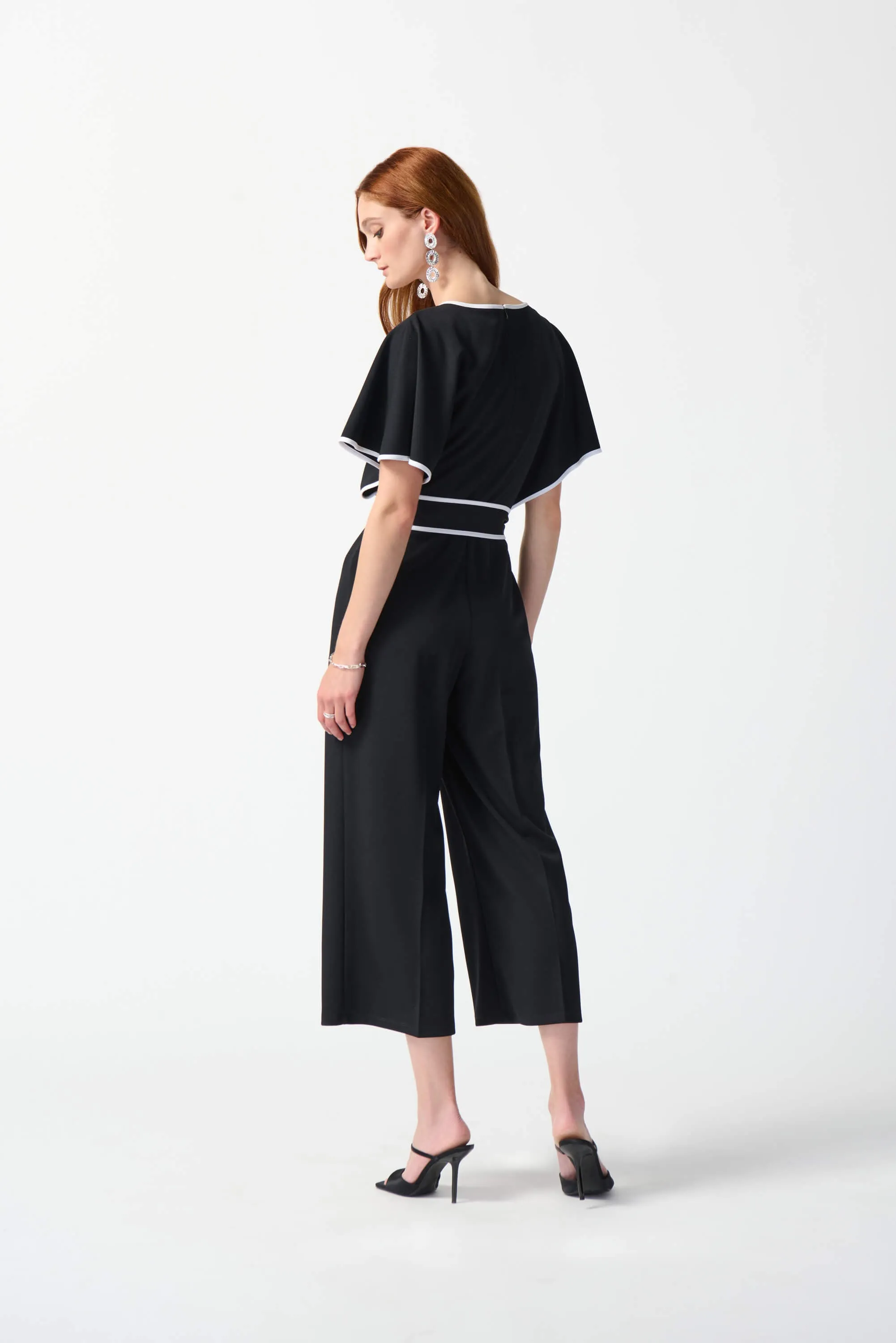 Casablanca Scuba Crepe Belted Jumpsuit - Black/Vanilla 242082