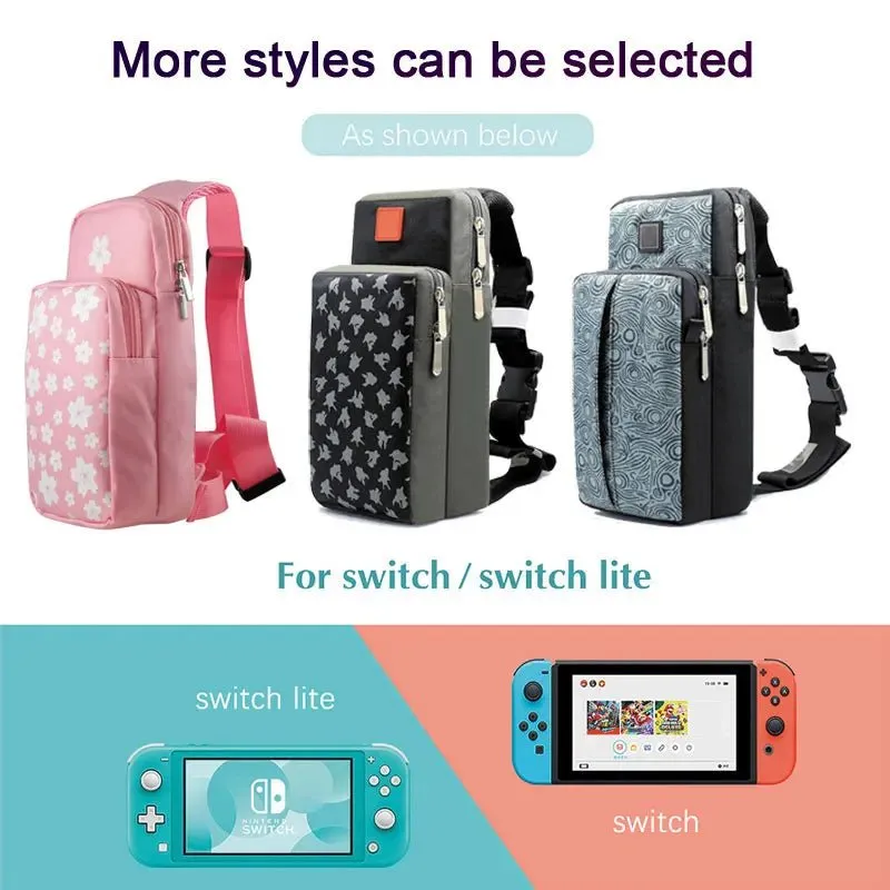 Crossbody Storage Chest Bag for Nintendo Switch OLED, Travel Carry Case, NS Lite Game Console Dock, Backpack Pouch, and Accessories